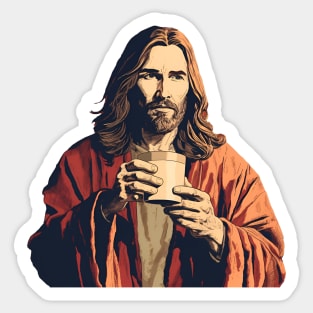 Christian Jesus Drinking Tea Sticker